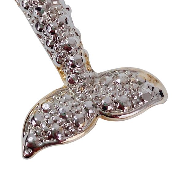VTG 80s 90s Dolphin Brooch Two Tone Silver Gold Costume Marine Figural Jewelry - Picture 6 of 11